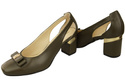Dámská obuv Obuv z olivové přírodní kůže s ozdobným podpatkem 199 ElitaBut