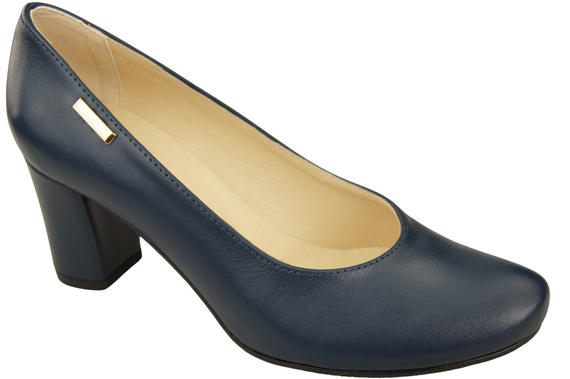 Dámské boty Classic Navy Blue Natural Leather Almond Nose pumps 201 ElitaBut