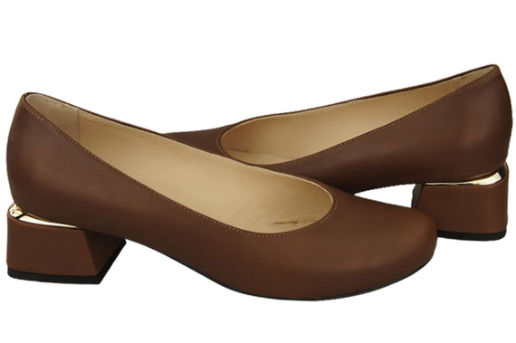 Dámské lodičky z přírodní kůže 159 Hnědá ElitaBut