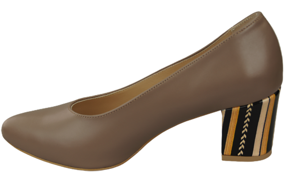 Dámská obuv Dámské lodičky Cappuccino Přírodní kůže s ozdobným podpatkem 158 ElitaBut