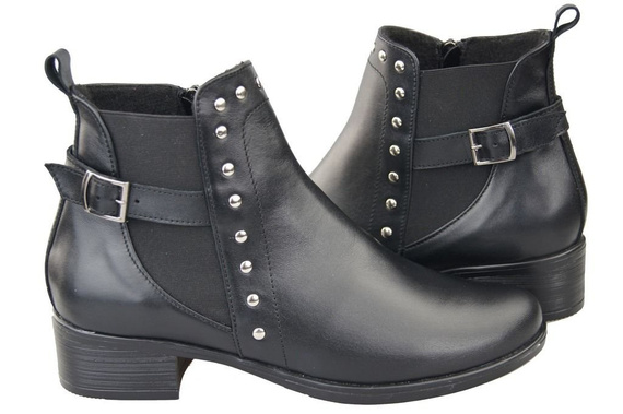 Obuv Dámské boty z přírodní kůže Černá 136 ElitaBut