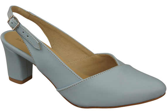 Dámské sandály Light Blue na podpatku z přírodní kůže 217 ElitaBut