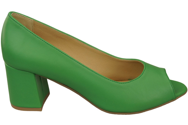 Dámská obuv PEEP TOE Lime pumps Přírodní kůže s potaženým podpatkem 192 ElitaBut