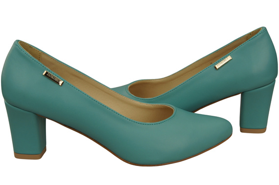 Klasická hladká obuv Dámské tyrkysové lodičky z přírodní kůže 213 ElitaBut