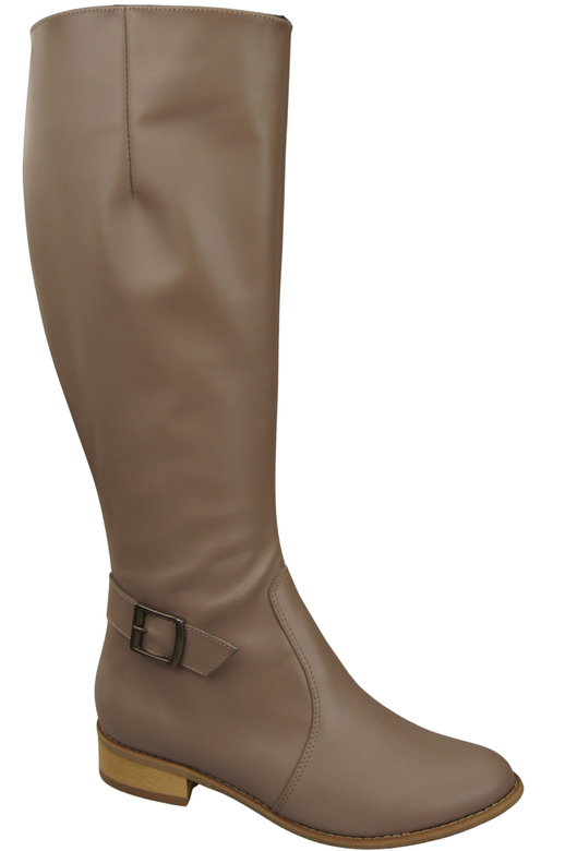 Dámské kožené kozačky Cappuccino tmavé zateplené oficerky, ploché 225 ElitaBut