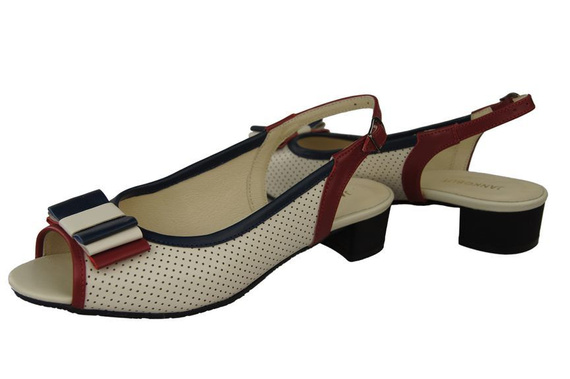 Dámská obuv Openwork Sandály z přírodní kůže Červená námořnická modř Béžová 731 ElitaBut