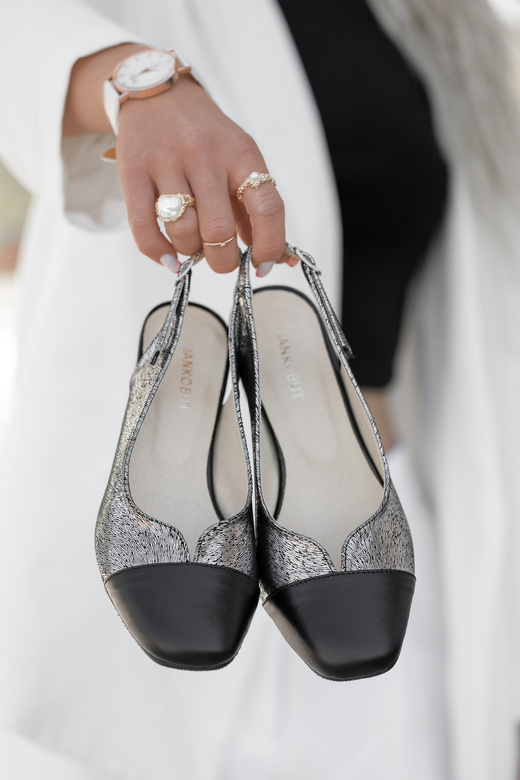 Dámská obuv Sandály Přírodní kůže 165 Black - Silver ElitaBut