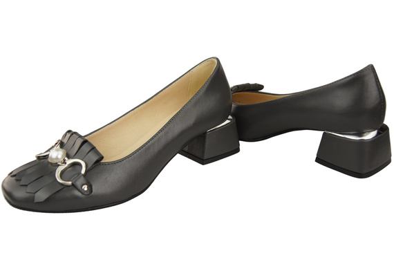 Dámská obuv Dámské lodičky se střapcem Graphite Natural leather 195 ElitaBut