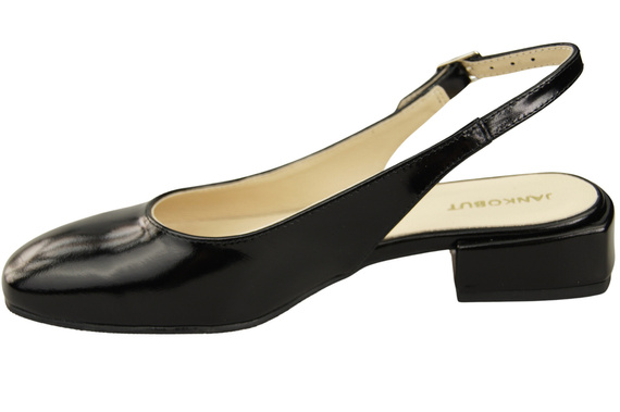 Dámská obuv Sandály černé lesklé s plochým podpatkem Přírodní kůže 206 ElitaBut