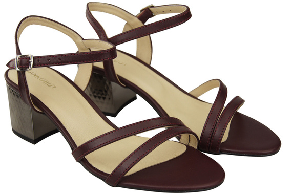 Dámská obuv Maroon Natural Leather 197 Smyslně odhalující sandály na nohy ElitaBut