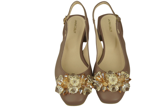 Dámská obuv Sandály Cappuccino Dark with Crystals Přírodní kůže 215 ElitaBut