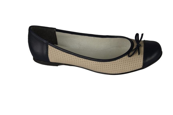 Dámská baletní obuv Openwork z přírodní kůže Navy blue-Beige 661 ElitaBut