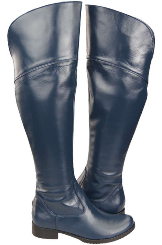 Dámské boty Navy blue Musketeers High over the knee natural leather 638 ElitaBut