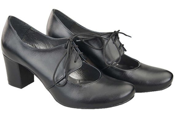 Obuv Dámské polobotky z přírodní kůže Černá 161 ElitaBut