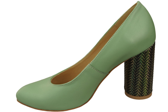 Dámská obuv Mint Přírodní kožené lodičky Barevný ozdobný podpatek 194 ElitaBut