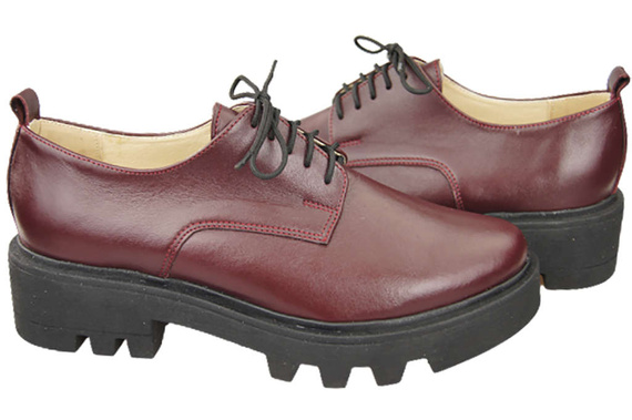 Dámské šněrovací boty Boty Maroon Leather Natural 180 ElitaBut