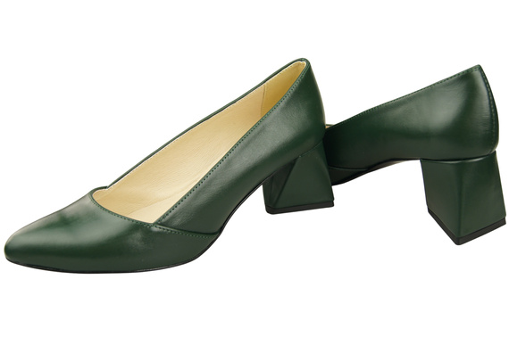 Dámské Lodičky Smaragdově zelená Pravá Kůže Špičatá Špička Podpatek ElitaBut 221