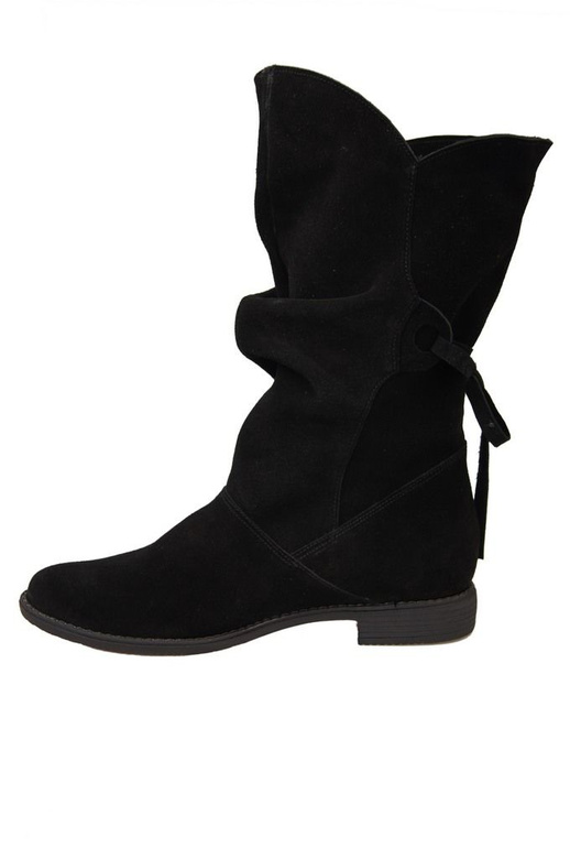 Obuv Dámské kozačky černé Jaro / Podzim přírodní kůže velur 999 L ElitaBut