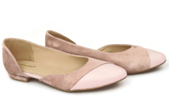 Dámské baleríny Powder Pink Suede Natural Leather 146 ElitaBut