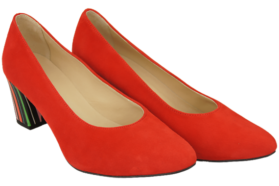 Dámská obuv Červená semišová obuv z přírodní kůže s ozdobným podpatkem 158 s ElitaBut