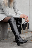 Dámské boty Black Shiny Musketeers High over the knee natural leather 190 ElitaBut