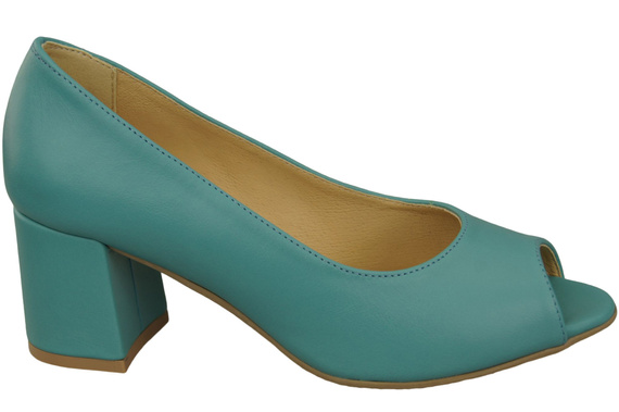 Dámská obuv PEEP TOE Tyrkysové lodičky Přírodní kůže s potaženým podpatkem 192 ElitaBut