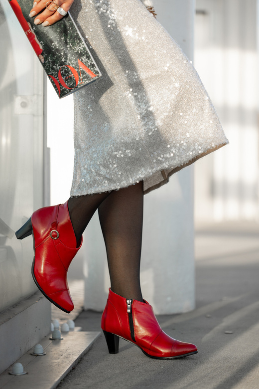 Obuv Dámské zimní boty z přírodní kůže Červená 100 Z ElitaBut