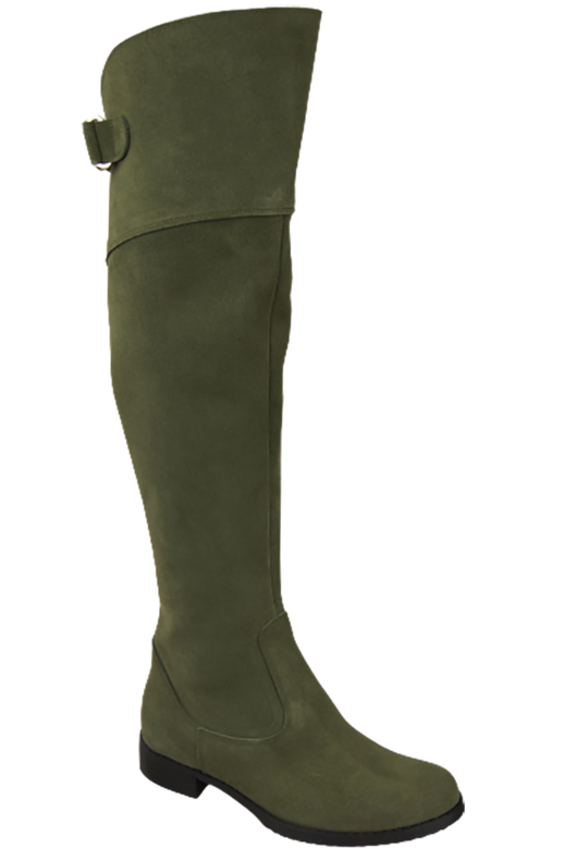 Dámské kozačky Kozačky Butelkowa Zielie Musketeers Vysoké nad kolena z přírodní kůže Velur 154 ElitaBut