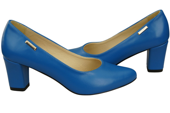 Klasické hladké dámské modré kožené lodičky 213 ElitaBut