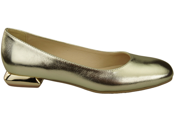 Plochá dámská obuv Dámské lodičky Zlatý ornamentální podpatek Přírodní kůže 209 ElitaBut