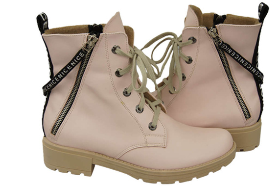 Obuv Boty Boty Powder Pink Dámské s nápisem NICE Přírodní kůže 173 Od ElitaBut