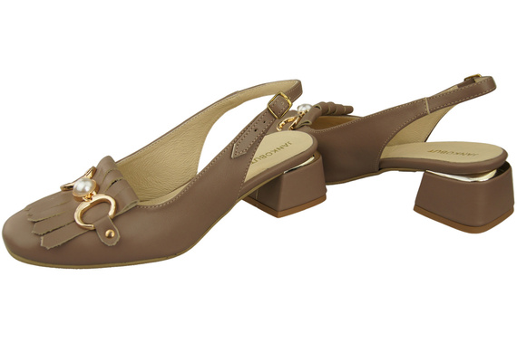 Dámská obuv Sandály Cappuccino Dark Decorated with Fringe Natural Leather 208 ElitaBut