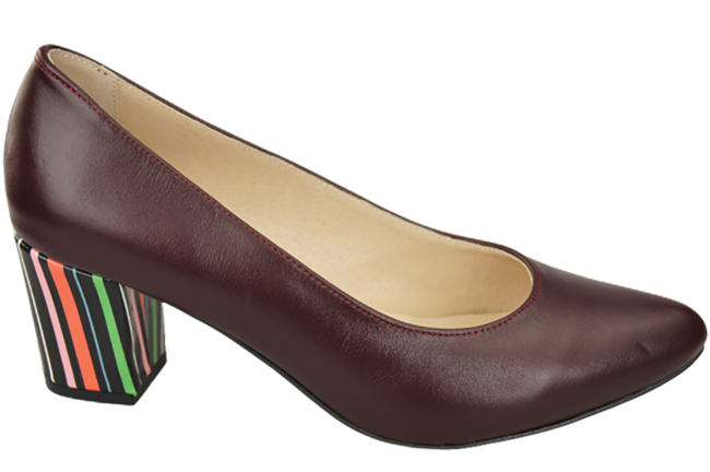 Dámské boty Bordó boty z přírodní kůže s ozdobným podpatkem 158 ElitaBut