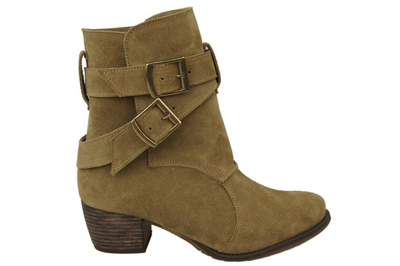 Dámské boty Boty Natural Leather Velour Olive 119 ElitaBut