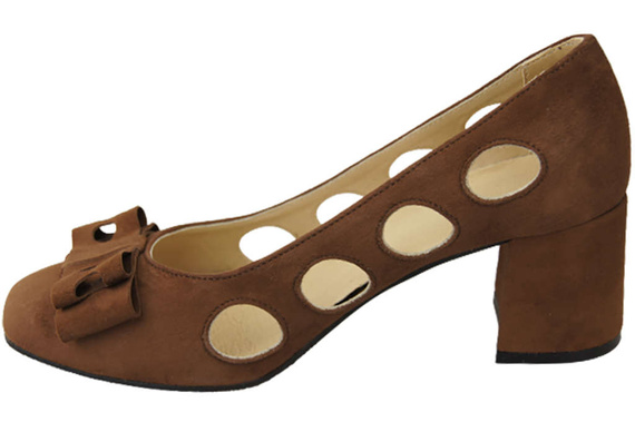 Dámská obuv Hnědé semišové kožené lodičky 182 ElitaBut