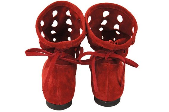 Dámské boty z přírodní kůže Velour Red 160 ElitaBut