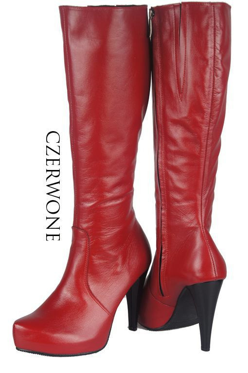 Dámské boty na platformě Červená přírodní kůže 687 ElitaBut