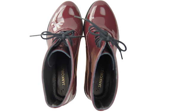 Dámská obuv Boty Maroon Lakované jaro/podzim přírodní kůže 155 L ElitaBut