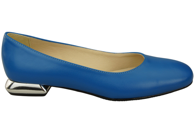 Plochá dámská obuv Modrý ozdobný podpatek Přírodní kůže 209 ElitaBut