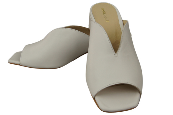 Dámská obuv Žabky na podpatku White Natural Leather 210 ElitaBut