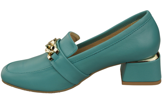 Dámské boty Tyrkysové se zdobeným řetízkem Dámské mokasíny Přírodní kůže 193 ElitaBut