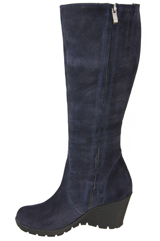 Dámské kozačky Koturna navy blue přírodní kůže velur 745 ElitaBut