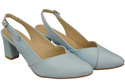 Dámské sandály Light Blue na podpatku z přírodní kůže 217 ElitaBut