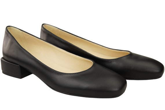 Pohodlná dámská obuv Černé byty Přírodní kůže 204 ElitaBut