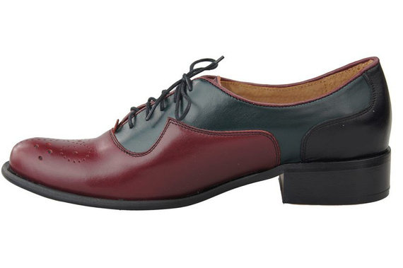 Obuv Šněrovací boty z přírodní kůže Maroon Dámské 953 ElitaBut