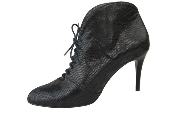 Obuv Dámské kozačky černé reliéfní jaro / podzim přírodní kůže 955 ElitaBut