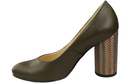 Dámská obuv Olivové kožené lodičky Barevný ozdobný podpatek 194 ElitaBut