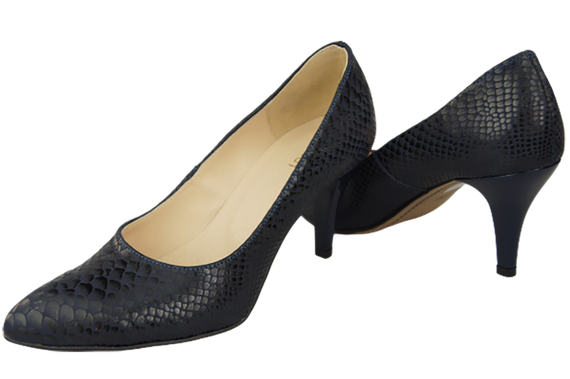 Dámská obuv Navy blue pumps Snake motif Natural leather 150 ElitaBut