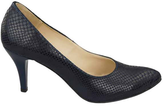Dámská obuv Navy blue pumps Snake motif Natural leather 150 ElitaBut