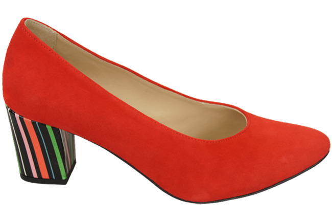 Dámská obuv Červená semišová obuv z přírodní kůže s ozdobným podpatkem 158 s ElitaBut